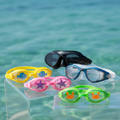Swimming goggles with ocean background